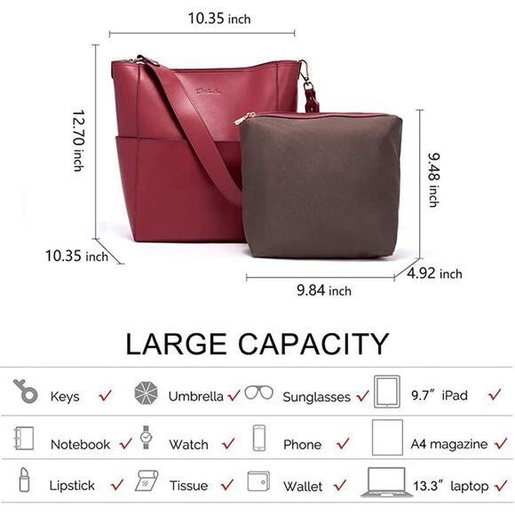 Bostanten Lotty Leather Hobo Bucket Tote Bag - Picture 7 of 12